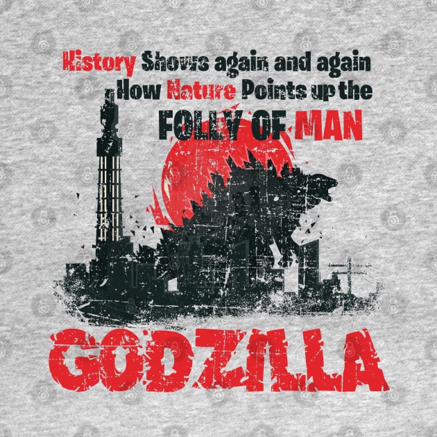 Go, Go Godzilla distressed by woodsman